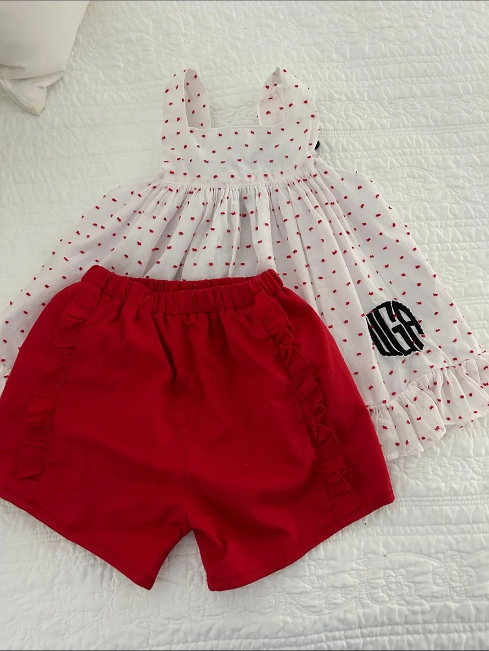 Red & White  UGA Kids  Game Day Matching Set with Monogram